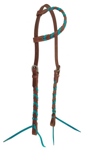 Showman Argentina cow leather one ear headstall with colored lacing #3